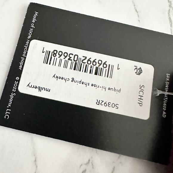 Spanx Pique Longline Flounce Swim Top & Shaping Cheeky Bikini Bottoms Size Small - Picture 5 of 15